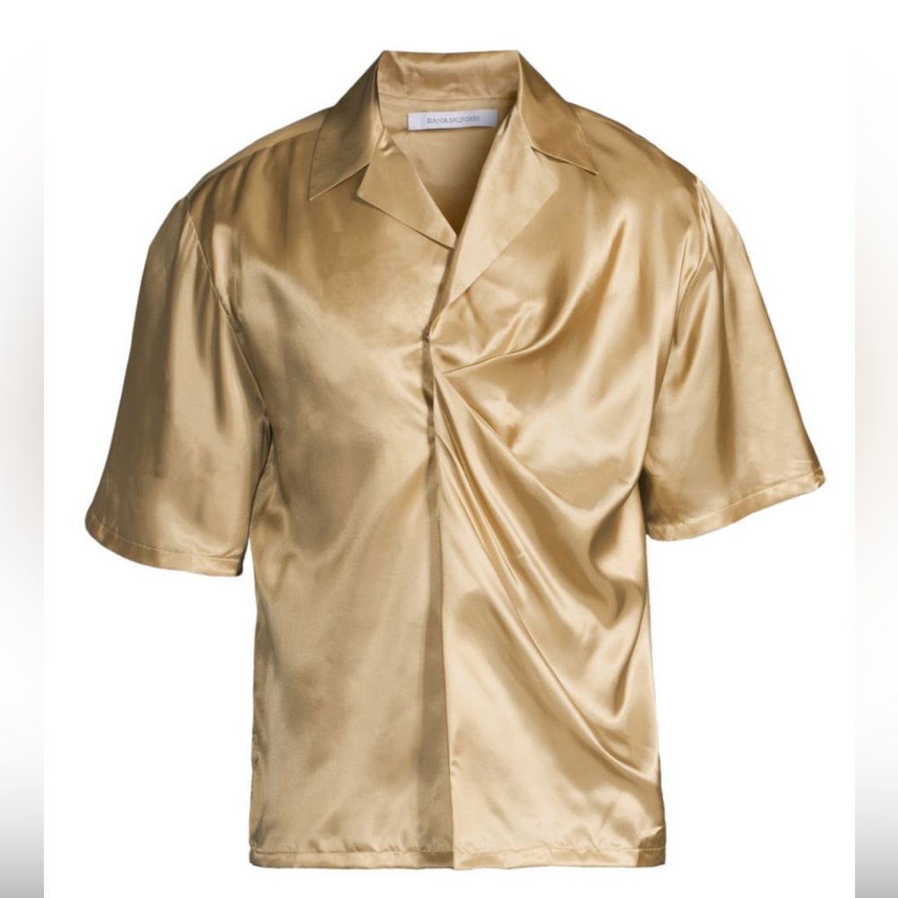 Asymmetric Button Fastening-detail Shirt In Beige, XL, Never worn